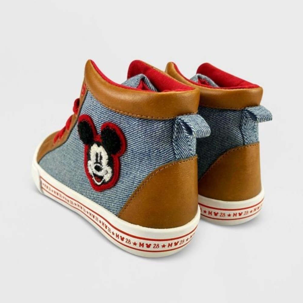 NEW Disney Mickey Mouse red and blue denim-look sneakers SIZE 11 NWT
